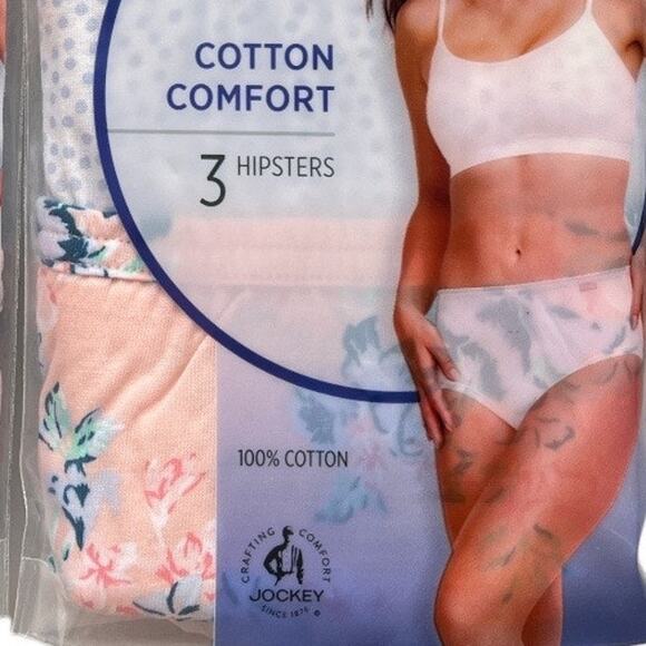 Lot 3 Jockey 100% Cotton Elance Hipster - 3 Pack, US6 - Picture 6 of 8